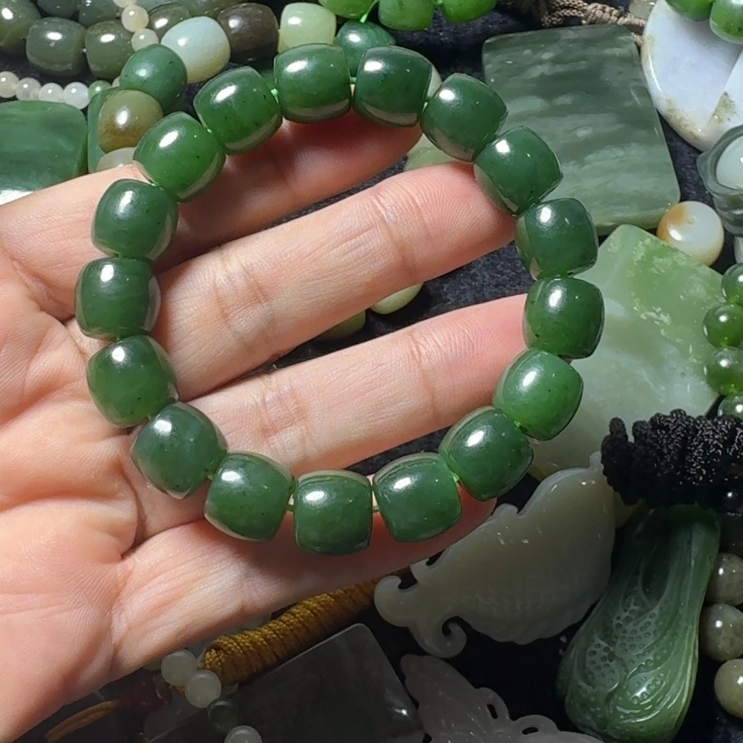 人***夏和田玉（碧玉）未镶嵌手串12