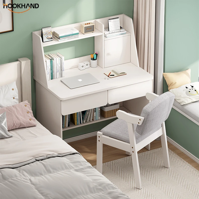 书桌书架一体桌电脑桌简约家用桌子女生卧室写字桌简易办公小桌子
