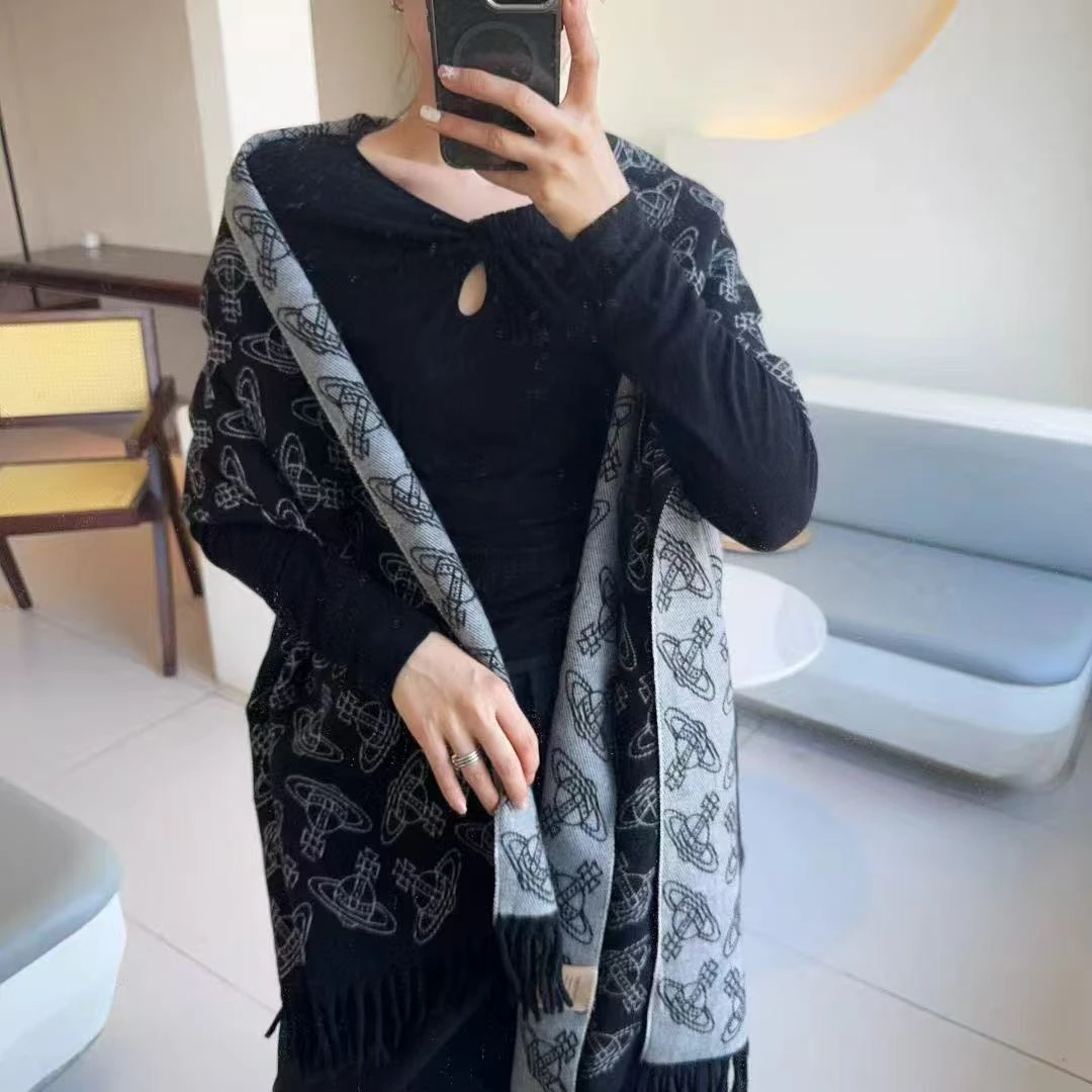 2025年新款西太后大土星围巾提花流苏围巾百搭披肩