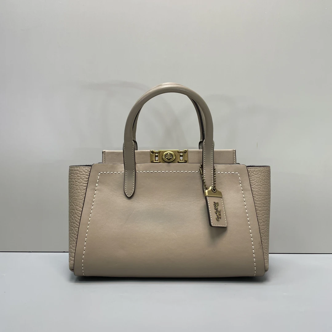 95新 COACH/蔻驰 少肩带/小林troupe灰色手提包28*18*14cmB011015