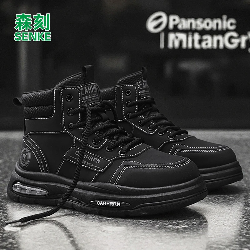 2025男鞋新款厚底工作鞋潮鞋简约秋冬新款户外耐磨防滑休闲潮鞋子