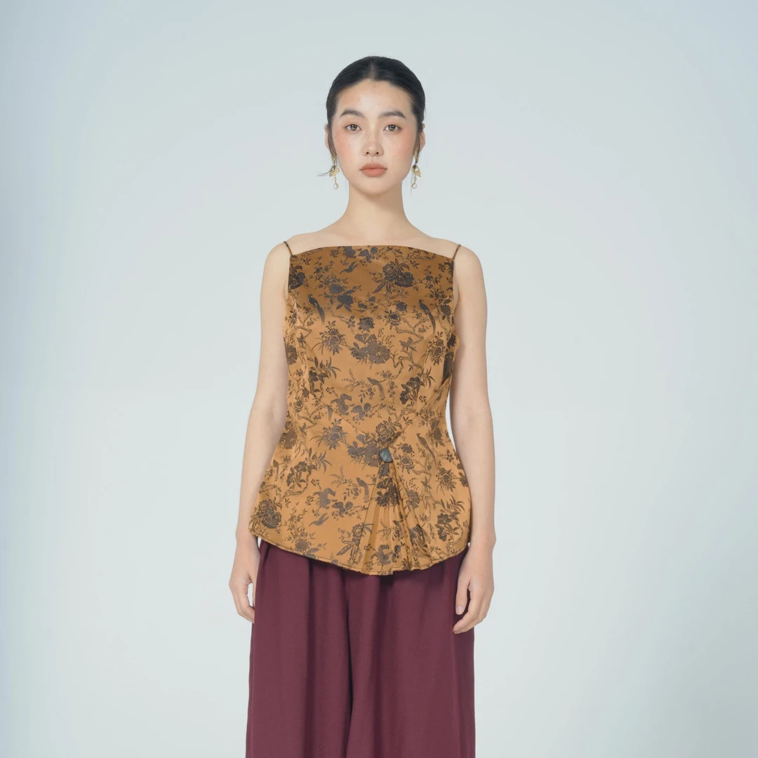 WRose 温柔自知 新中式 喜鹊登梅  宋锦法式吊带 WR1949