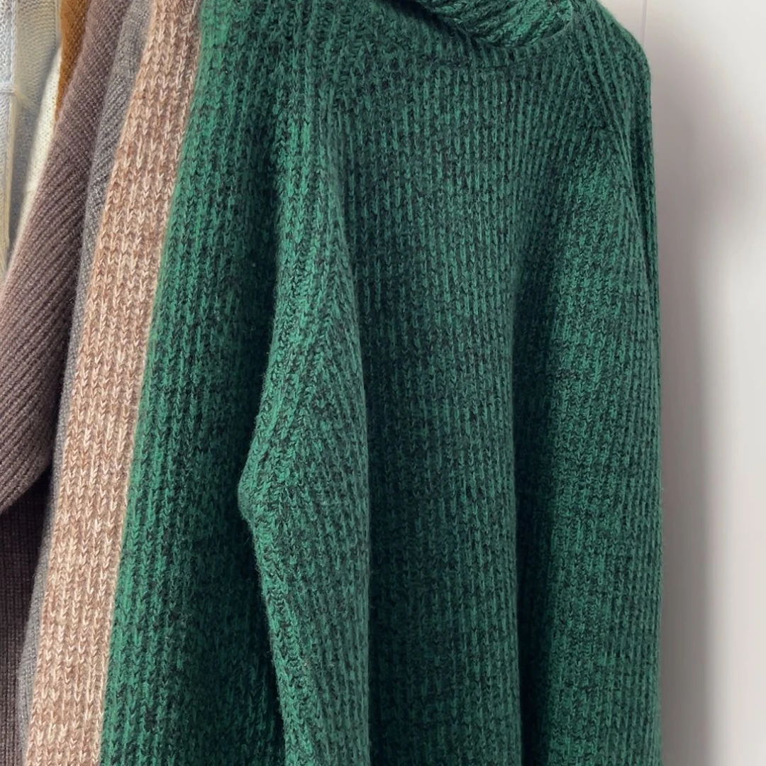 元宝针 花纱 高领 羊绒衫