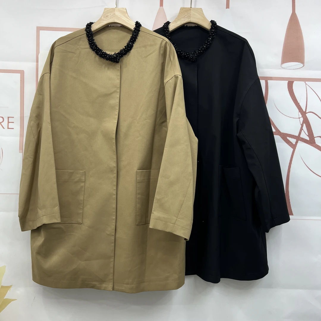 水木工芳2025春季新款卡其色时尚百搭小香风中长款风衣8510