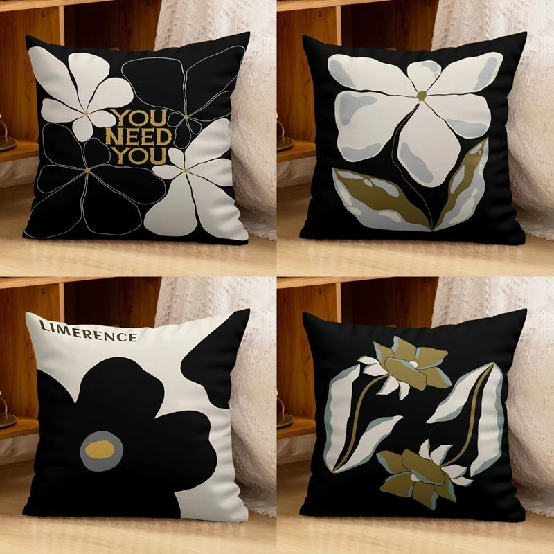 新款黑白轻奢抱枕房间宿舍床头靠枕客厅沙发办公室多黑白沙发抱枕