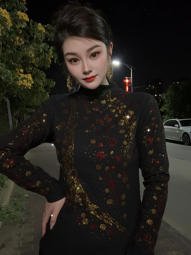 【网红爆款811#双色加绒】打底衫女内搭秋冬时尚烫钻上衣修身显瘦