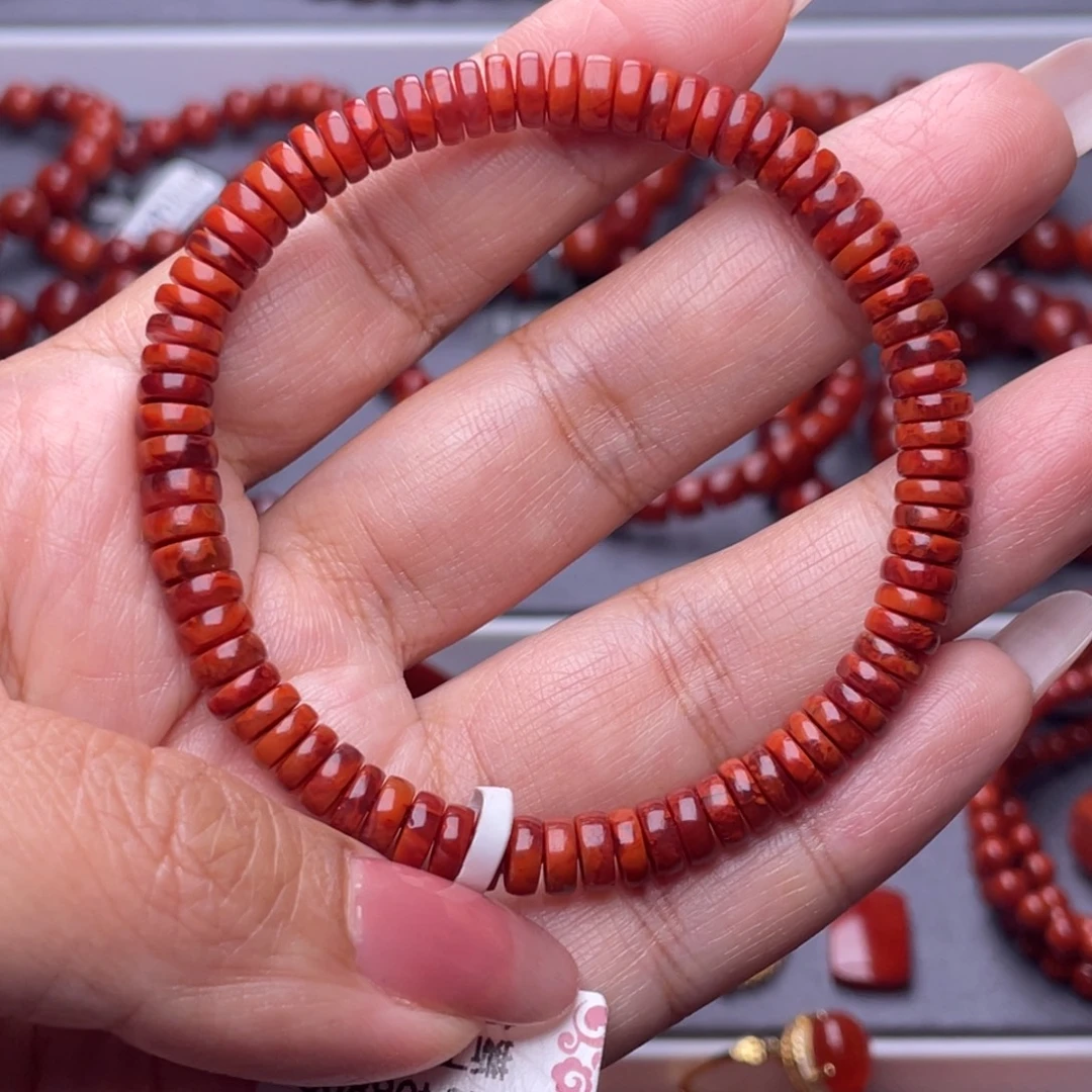 南红玛瑙未镶嵌其他W6.0mm火焰纹小药片手串