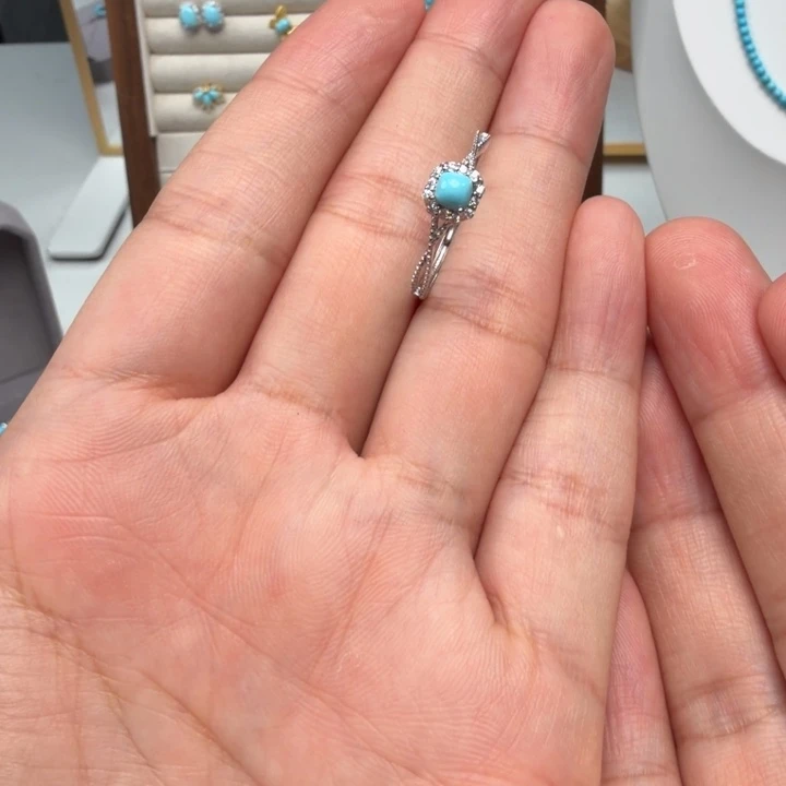 绿松石银S925镶嵌戒指