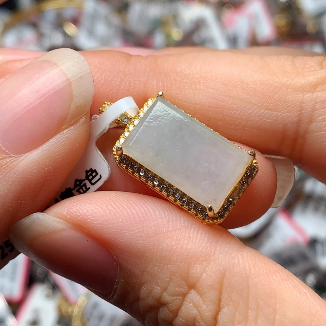 翡翠戒指银S925镶嵌天然翡翠吊坠