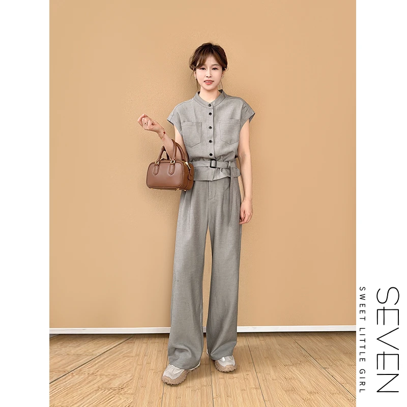 老钱套装⑧七七146小个子天丝亚麻衬衫休闲裤两件套夏季女装小美说