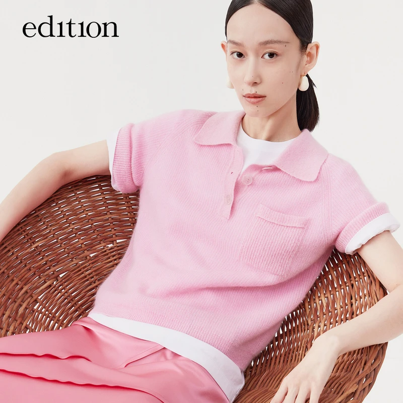 【搭搭精选】edition时尚百搭马海毛polo翻领针织衫#EBC1SWT017