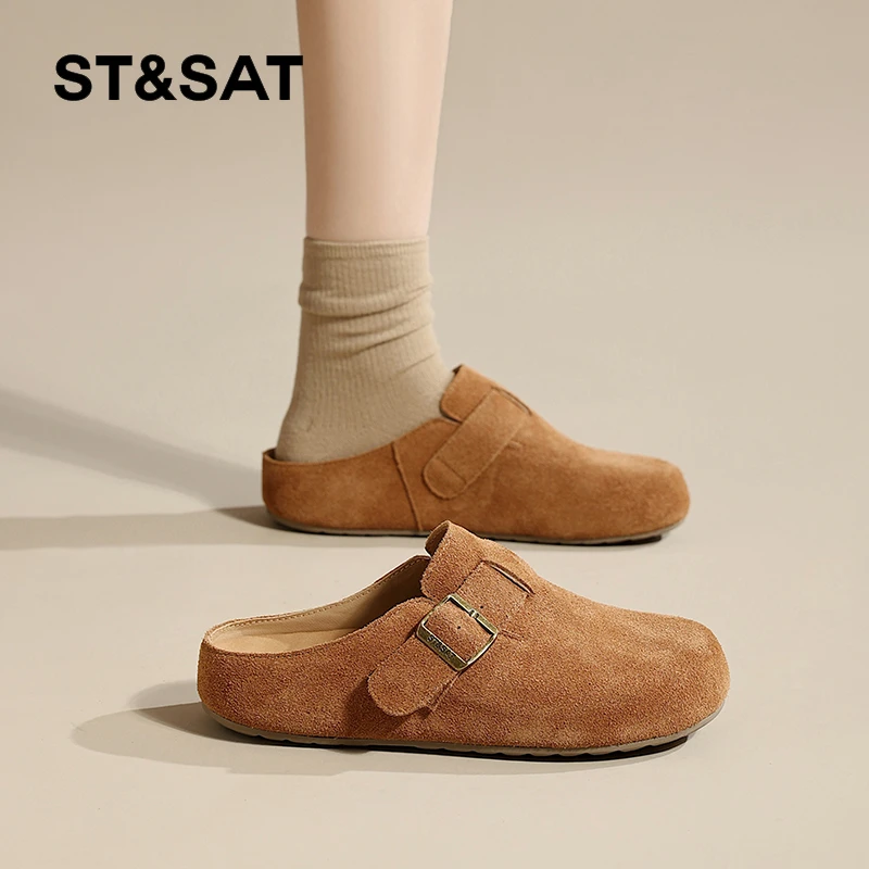 星期六包头半拖鞋春季洞洞勃肯鞋潮牌懒人女款凉鞋勃肯豆豆无跟鞋