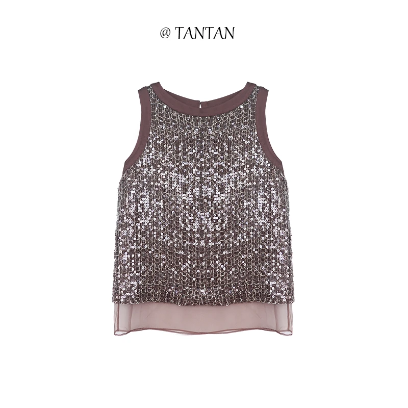 TANTAN  时尚气质亮片背心857