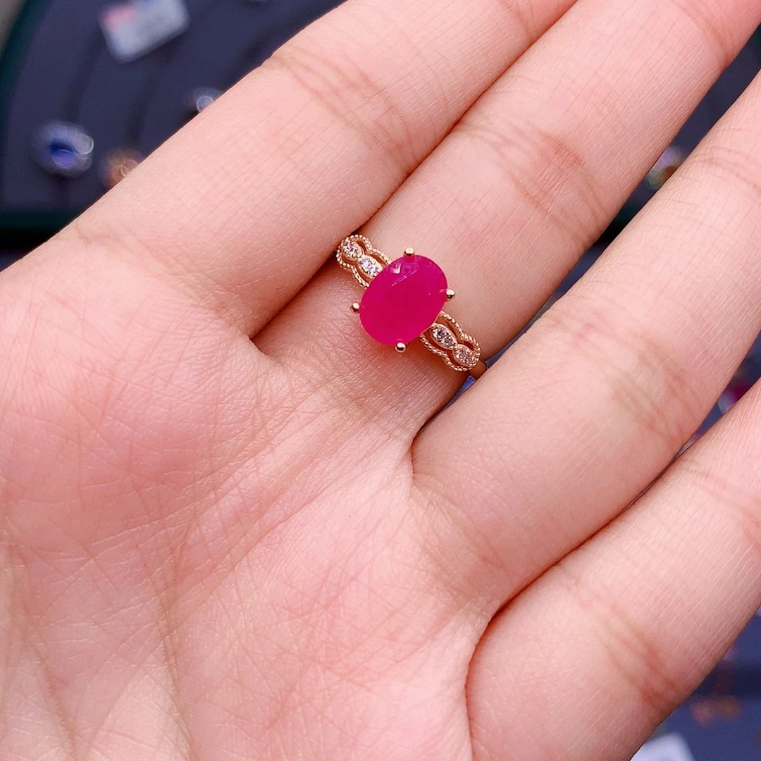 红宝石戒指银S925镶嵌