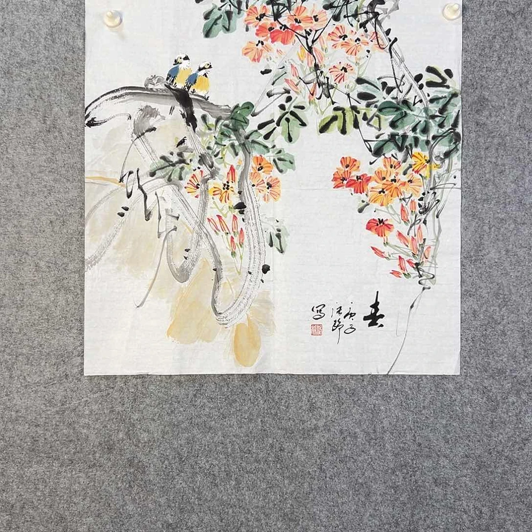 国画214 花鸟在此鸣叫时还要一
