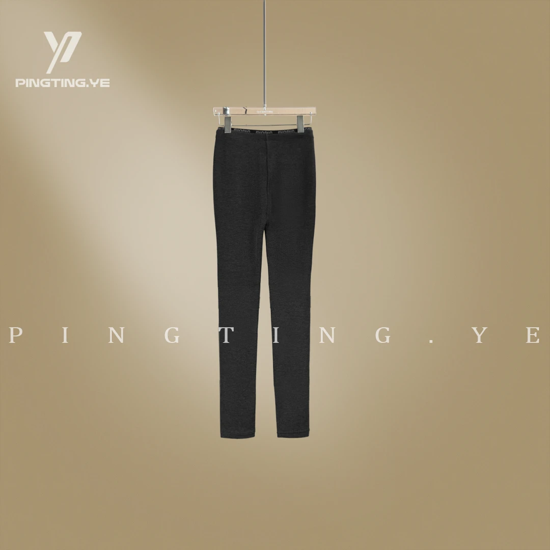 PINGTING.YE250g磨毛弹力字母提花打底云朵芭比裤PT9043