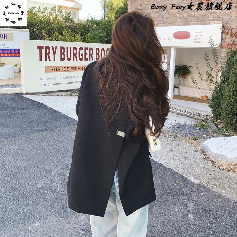后背开叉黑色西装外套女2025春季新款今年流行爆款高级感超火西服