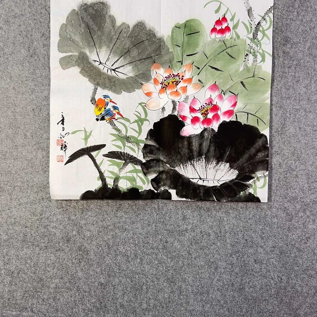 国画542 花鸟在树丛的顶端鸣叫叫声响