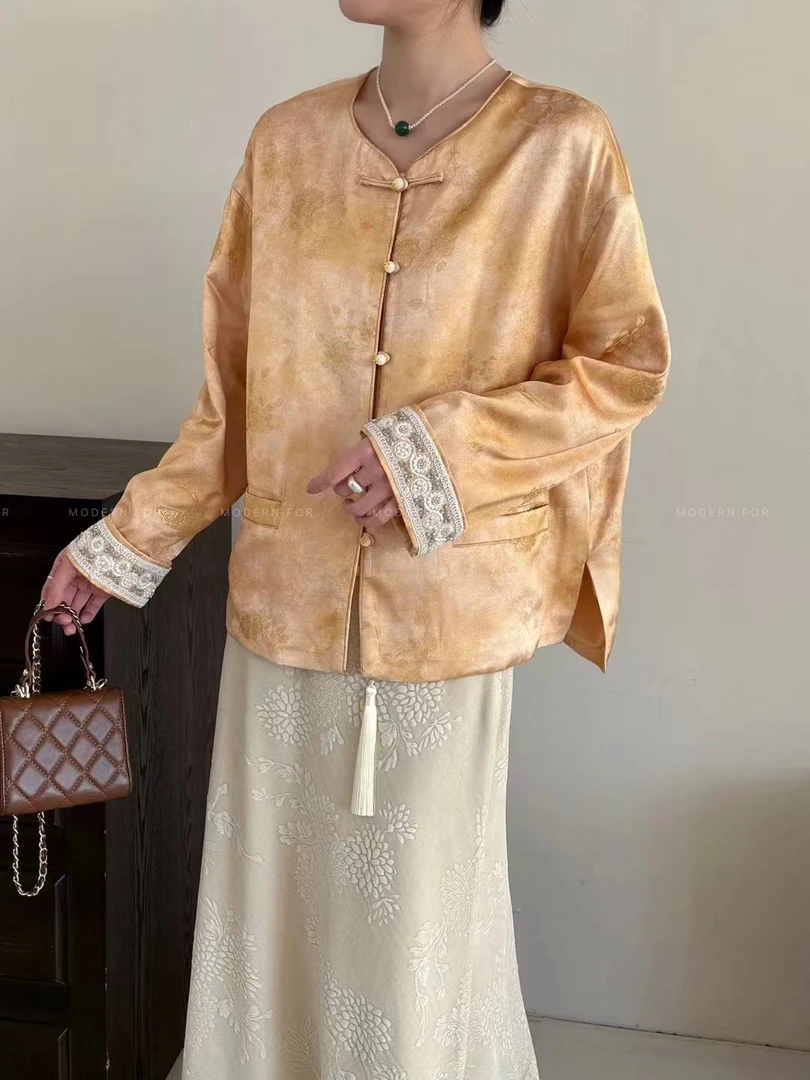 25091重工穿珠袖边国风盘扣新中式外套