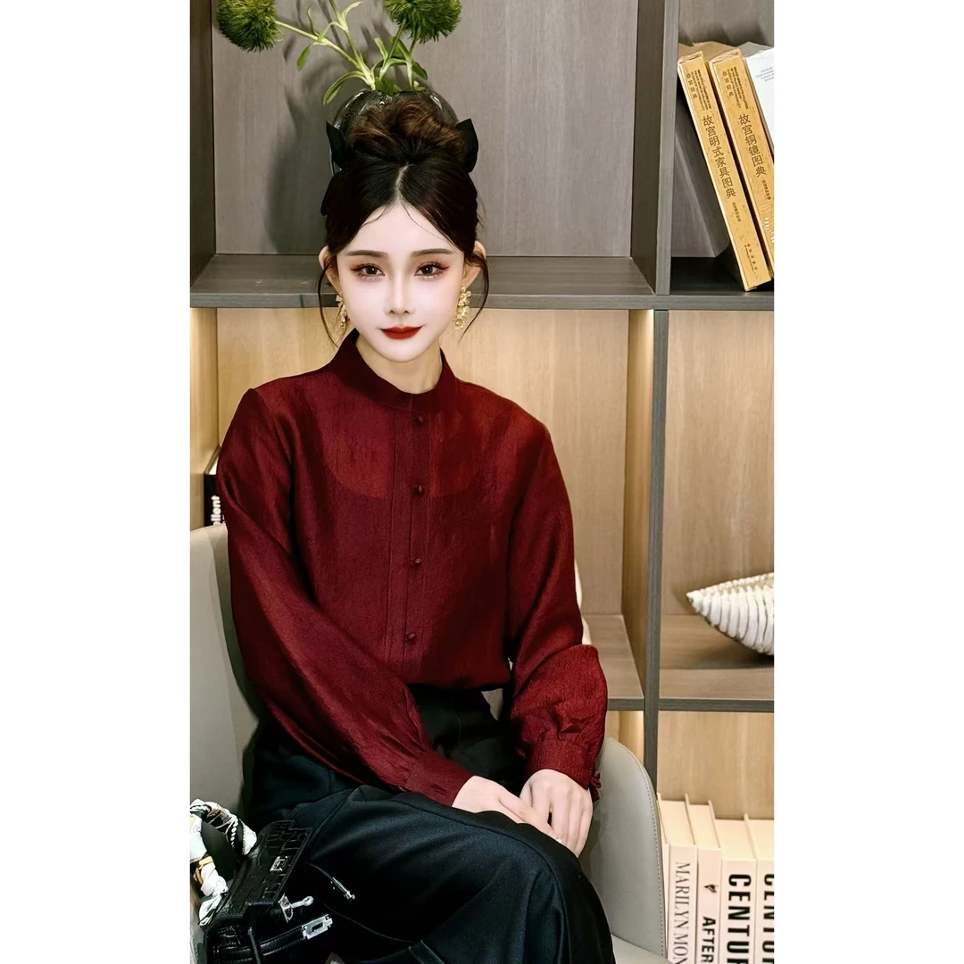 KiKi严选:2598-YC家欧洲站南油春季新款时尚立领微透衬衫