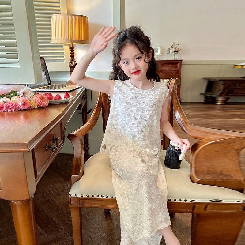 2025白月光洋气套头薄款千金风韩版夏季常规套装女童女童夏装套装