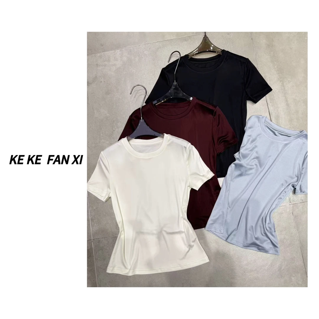 16238纯色圆领短袖T显瘦时尚休闲百搭夏季