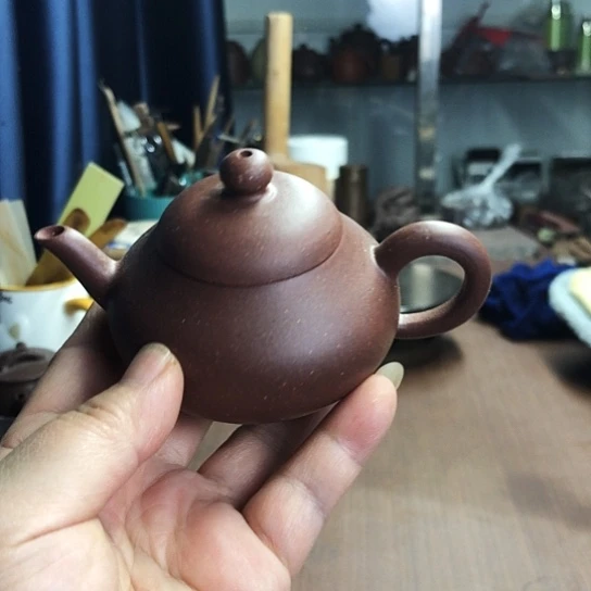 紫砂茶壶半手紫泥内推的小矮梨