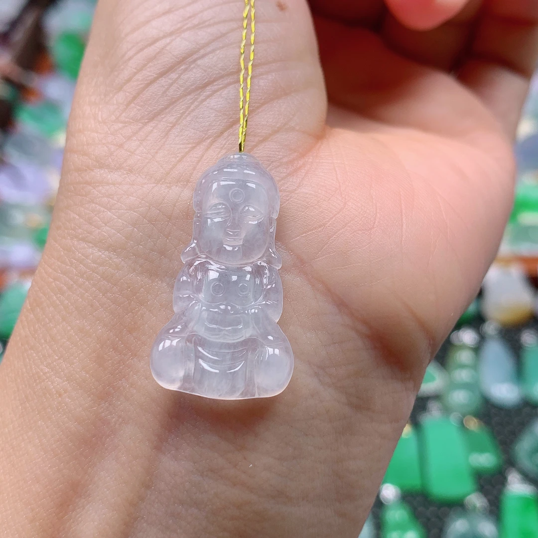 缅甸天然A货翡翠，冰种宝宝佛 编号267/1020尺寸29-15.5-3.8