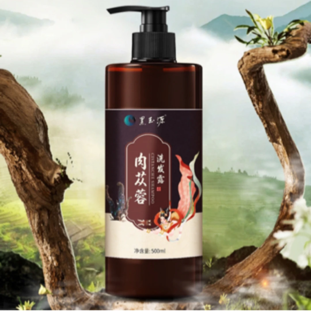 黑玉源肉苁蓉黑灵芝何首乌草本洗发水乌黑亮泽顺滑蓬松控油养发