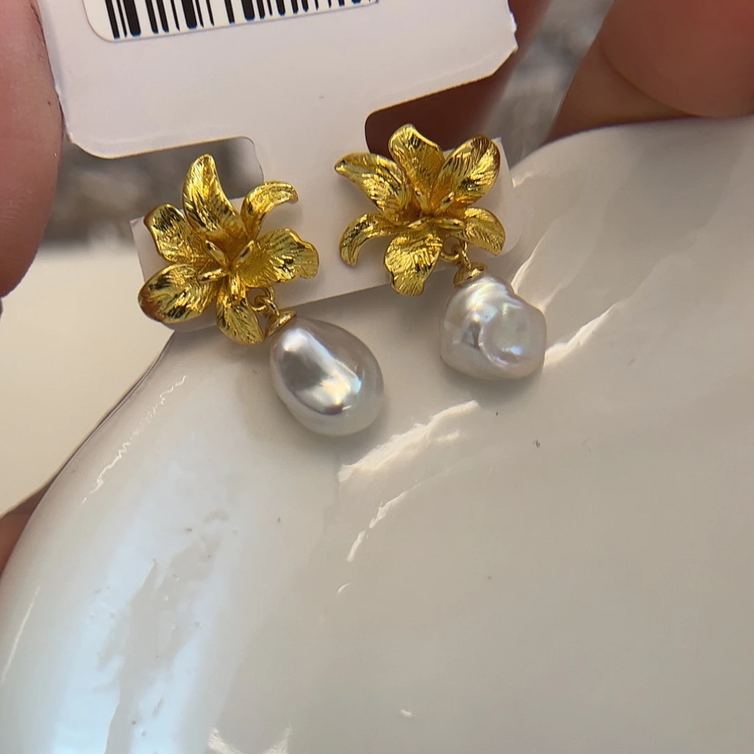 合金淡水珍珠耳饰