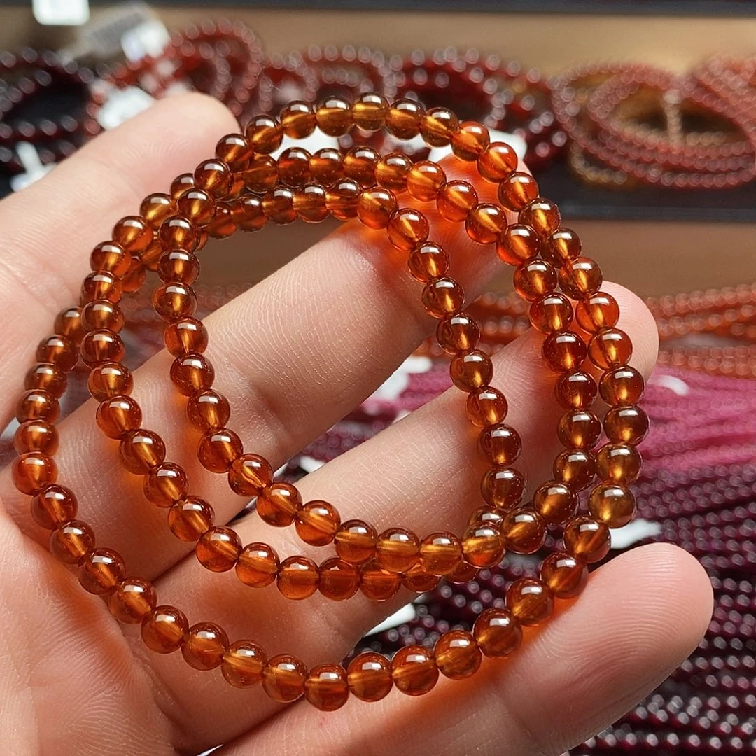 手链未镶嵌石榴石5mm毕业级芬达橙色