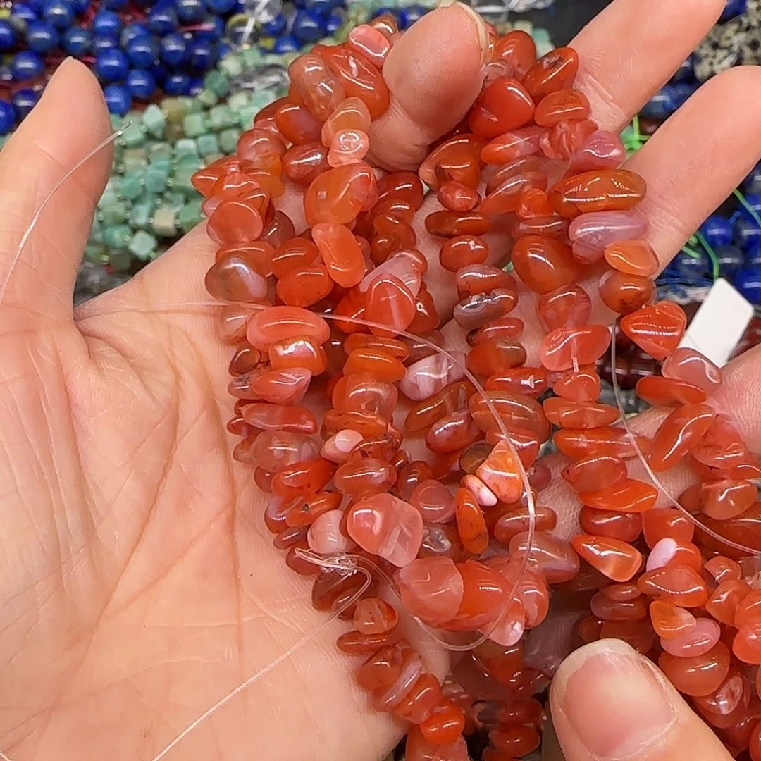玛瑙/玉髓合金珠宝半成品南红6-8mm加长一条