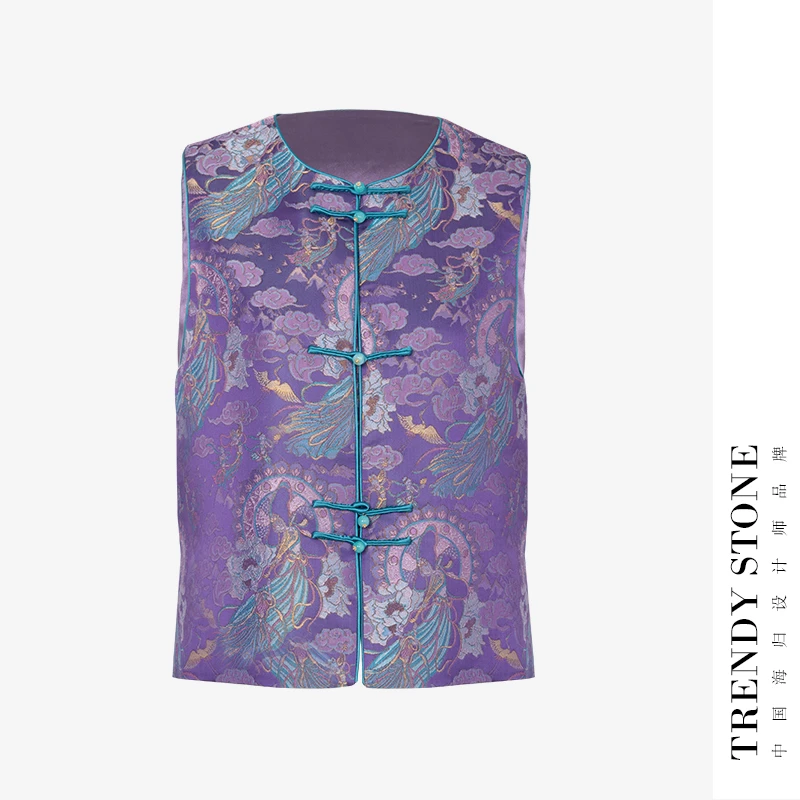潮石新款紫气东来真丝提花马甲T71159160