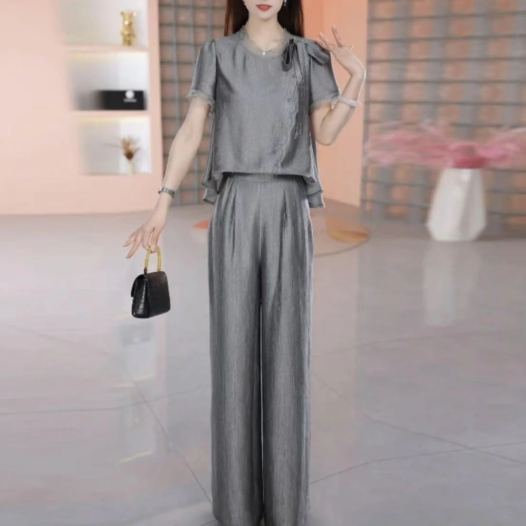 【两件套】夏季时尚修身气质洋气休闲收腰显瘦减龄小香风女装套裤