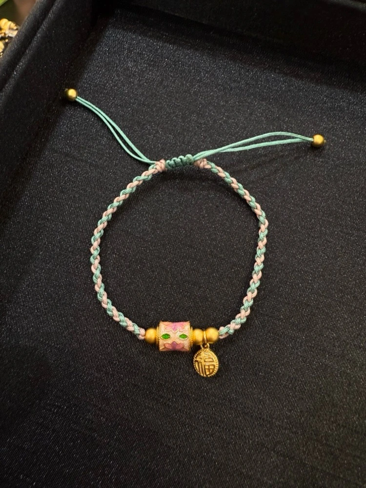 925银手链 喜乐缠珠手工编绳手串120321国潮编织手编