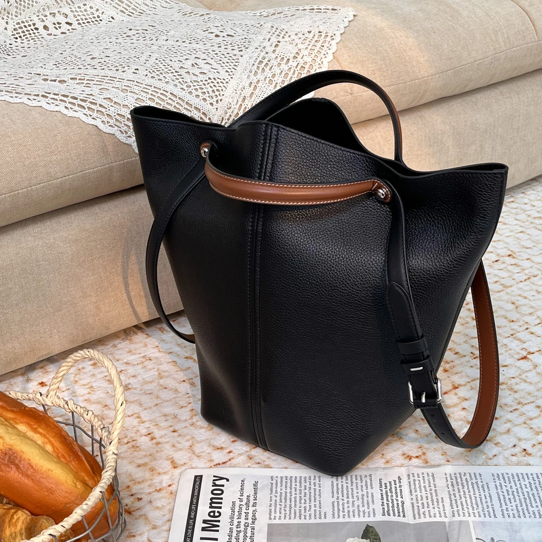 陈三北DM594【马吉手提水桶包】黑色-30CM-斜挎百搭女包