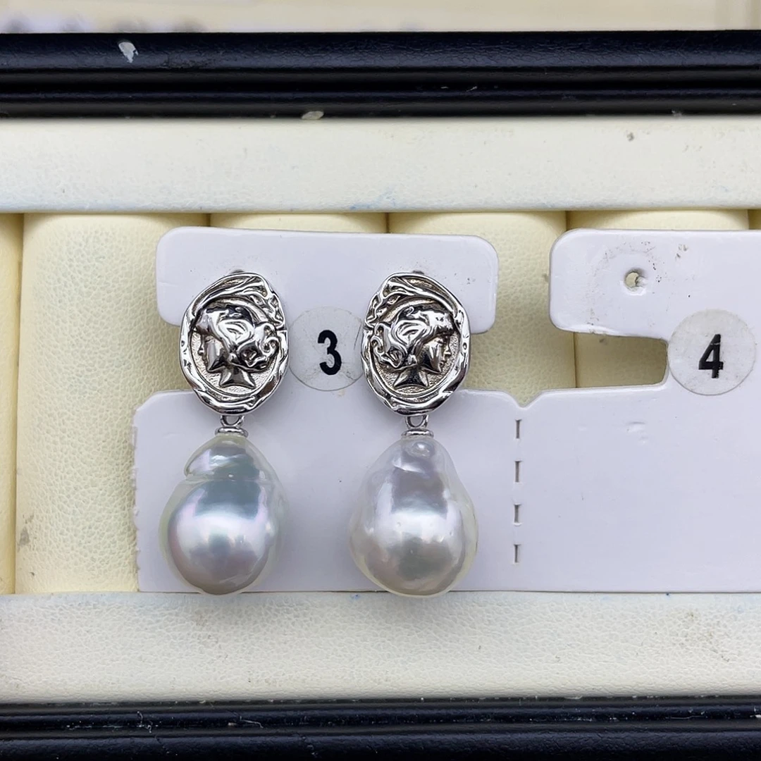 定制海水珍珠银S925镶嵌耳饰