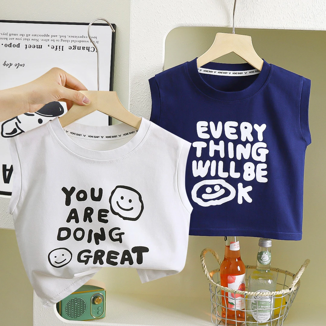 儿童背心夏季新款宝宝大童夏款外穿无袖打底女童男童A类纯衣