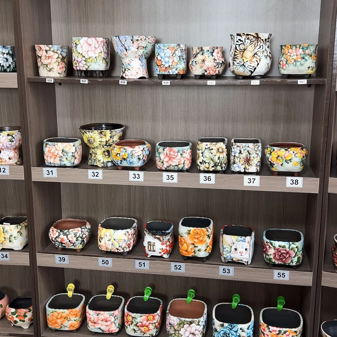 八***了手绘陶瓷花盆美盆
