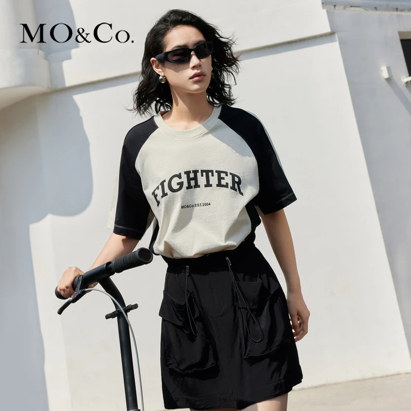 【诗语专属】MOCO夏美式复古运动风撞色边短袖T恤篮球服MBD2TEET10