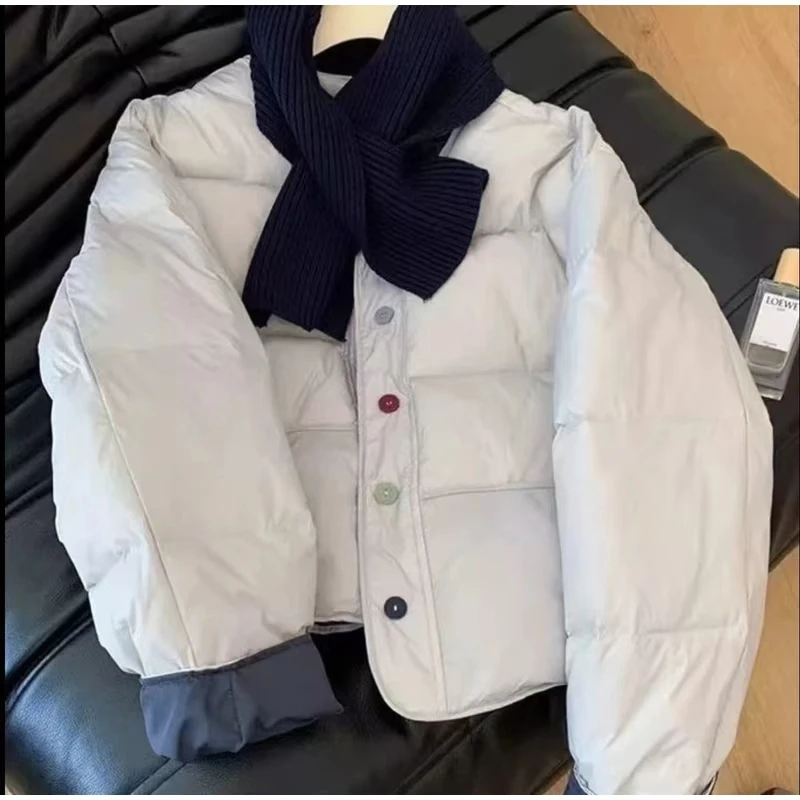 【送围巾】2025韩系温柔风气质女新款小个子显瘦圆领外套女棉服337