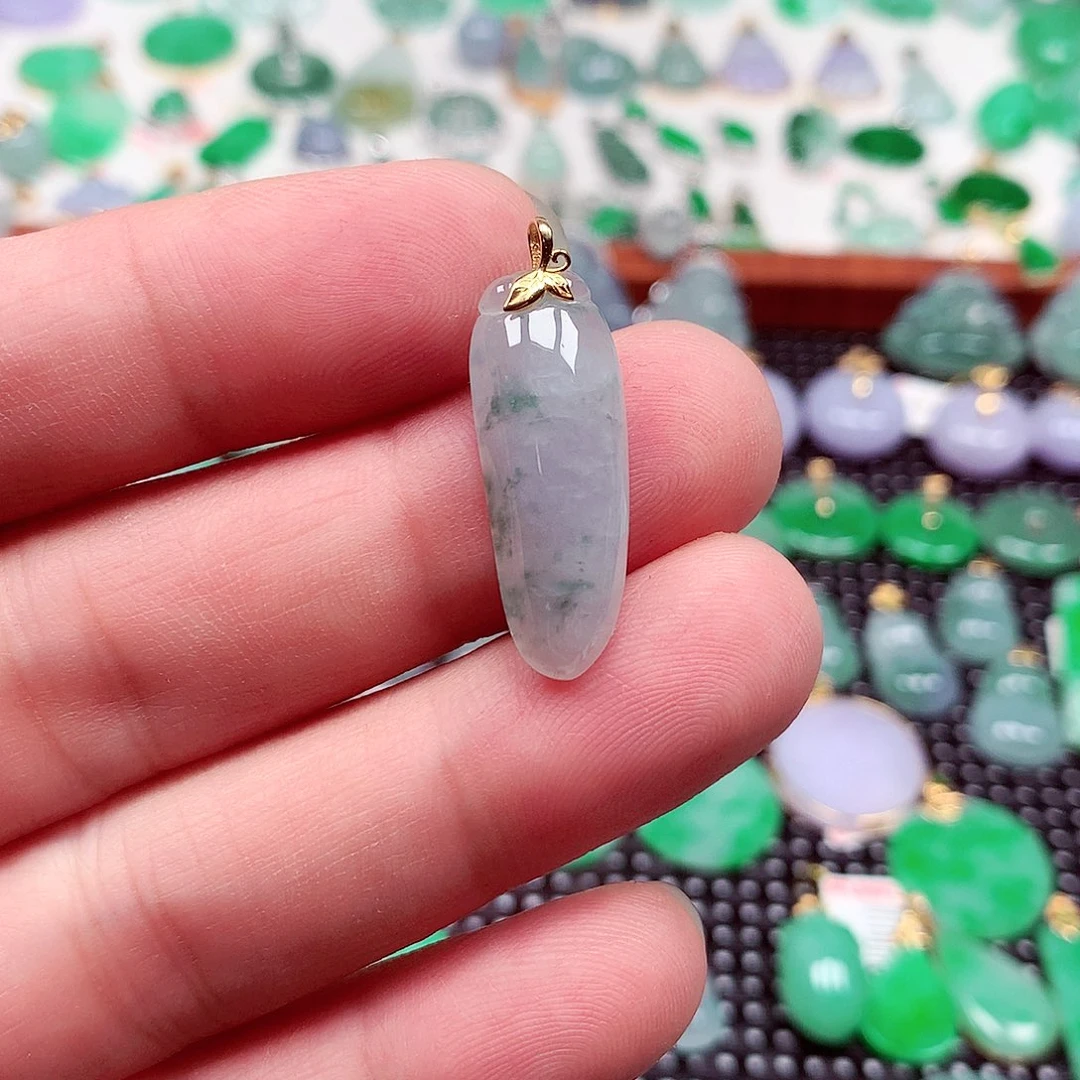 翡翠18K金镶嵌吊坠(不含链)