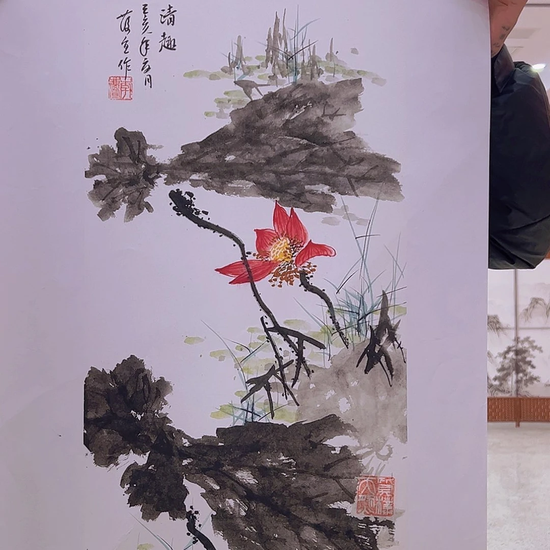 国画李庆宣老师原作证件合影视频授权