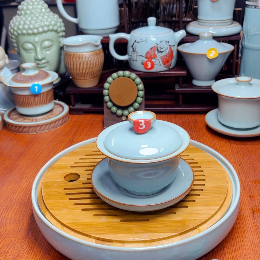 【闪购商品】原产地汝瓷厂，茶器摆件窑微瑕