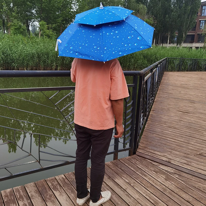 头戴式雨伞钓鱼遮阳伞沙滩斗笠伞户外采茶环卫防晒便携式大号伞帽