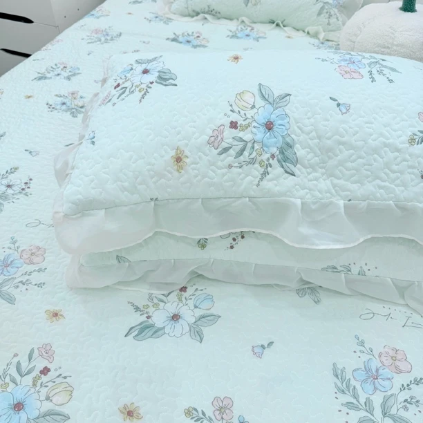 【软凉席枕套】夏季必备海洋凉感丝花边双层碎花冰丝枕套48✖️74cm