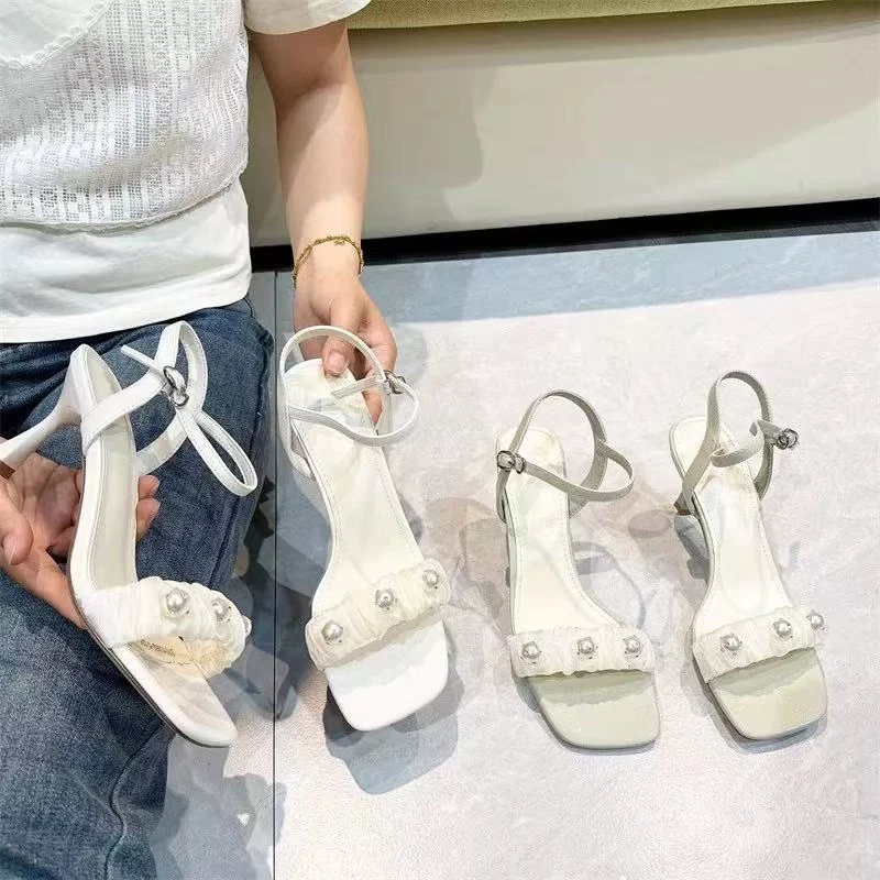 时装凉鞋女夏季2025新款女鞋仙女风一字带舒适气质高跟鞋女18-313