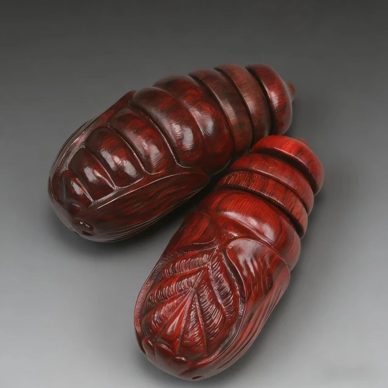 小叶紫檀木雕茧蛹文玩东西南北可转动手把件随身盘玩解压核尖雕刻