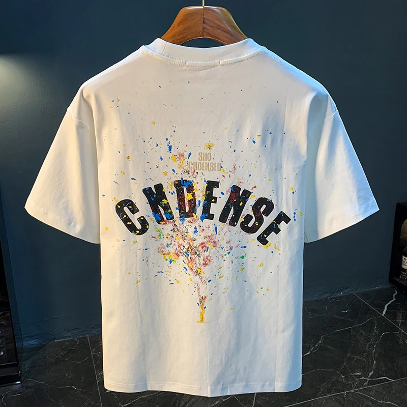 MR.MUDI/穆迪先生25新款夏印花宽松短袖T恤男重彩油画肌理感涂鸦
