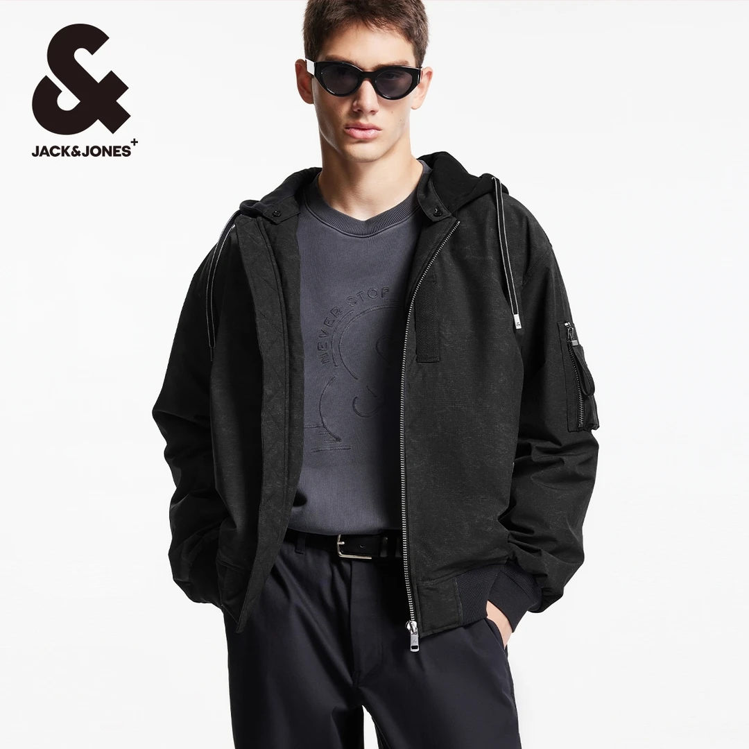 杰克琼斯秋冬新款男士夹克外套连帽时尚出街潮百搭舒适高级感男装